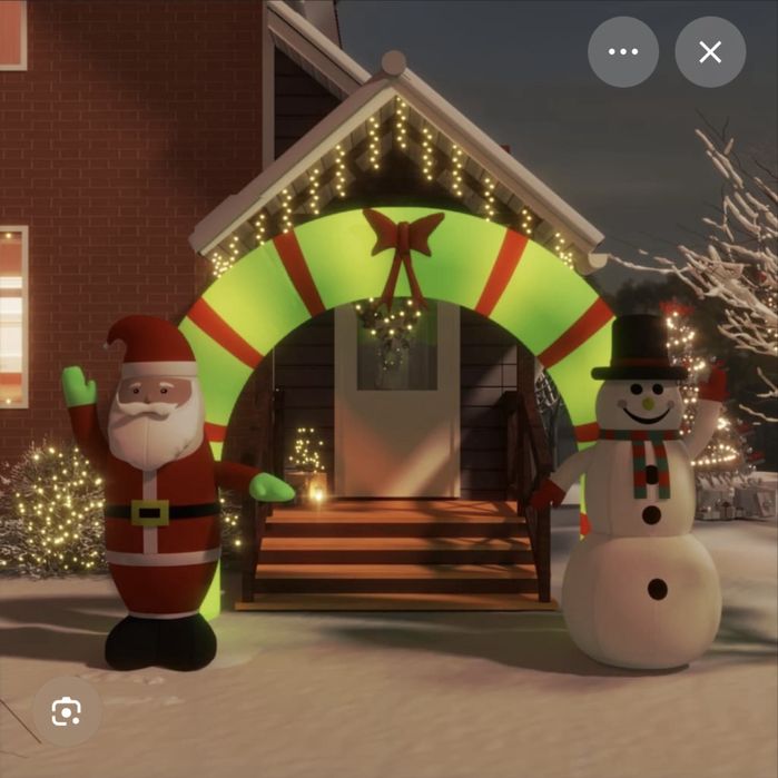 Надуваема голяма коледна арка -Дядо Коледа и снежен човек