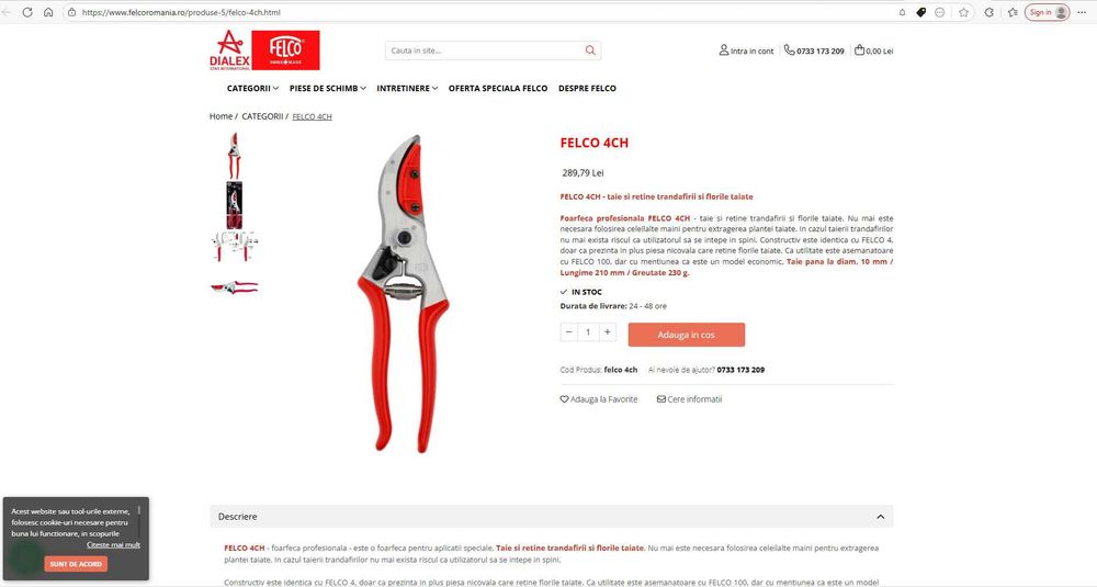 Felco 4 foarfeca speciala pentru trandafiri