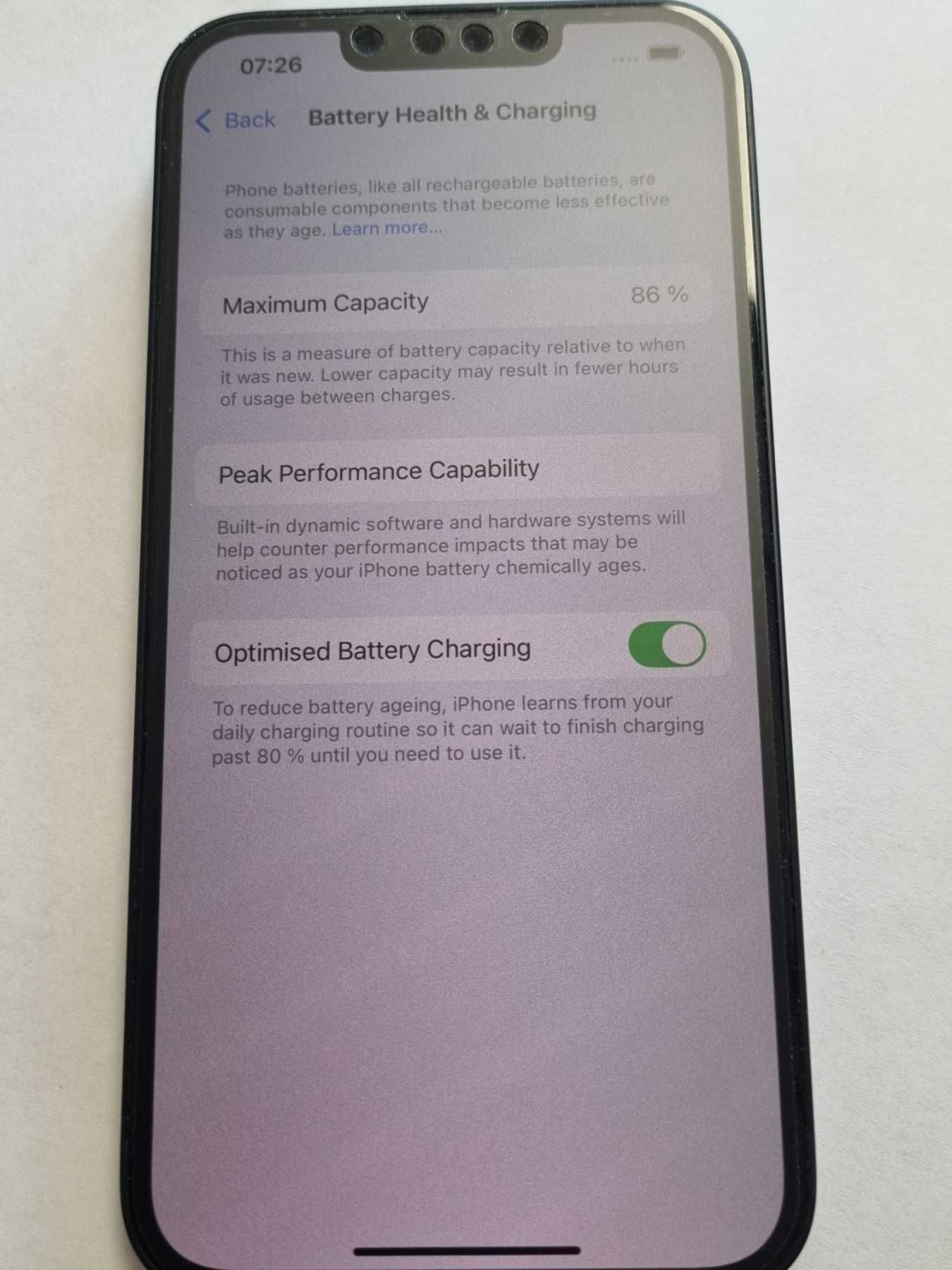 IPHONE 14 MIDNIGHT 128GB battery health 86%