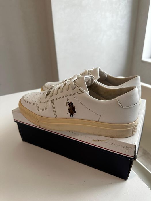 Papuci US Polo albi, mărimea 39