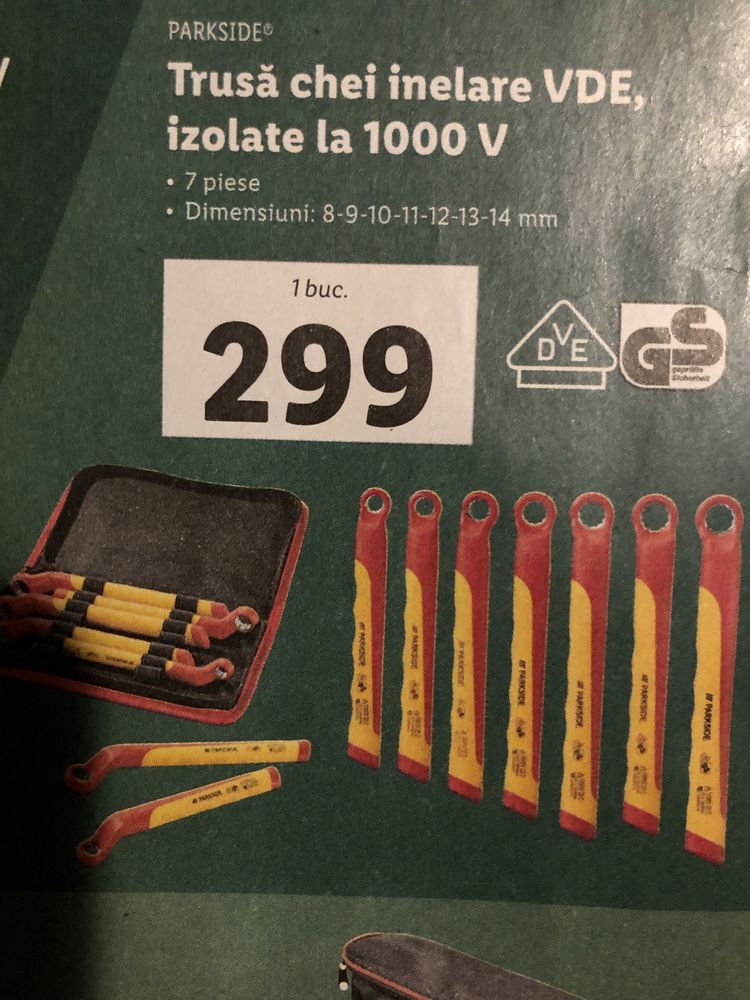 Trusa chei inelare, VDE, izolate la 1000V , trusa electrician