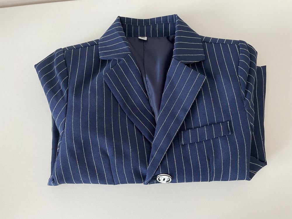 Costum copii, albastru cu dungi, 90 cm