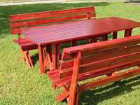 Градински комплект от масив - маса, 2 пейки и столове при желание
