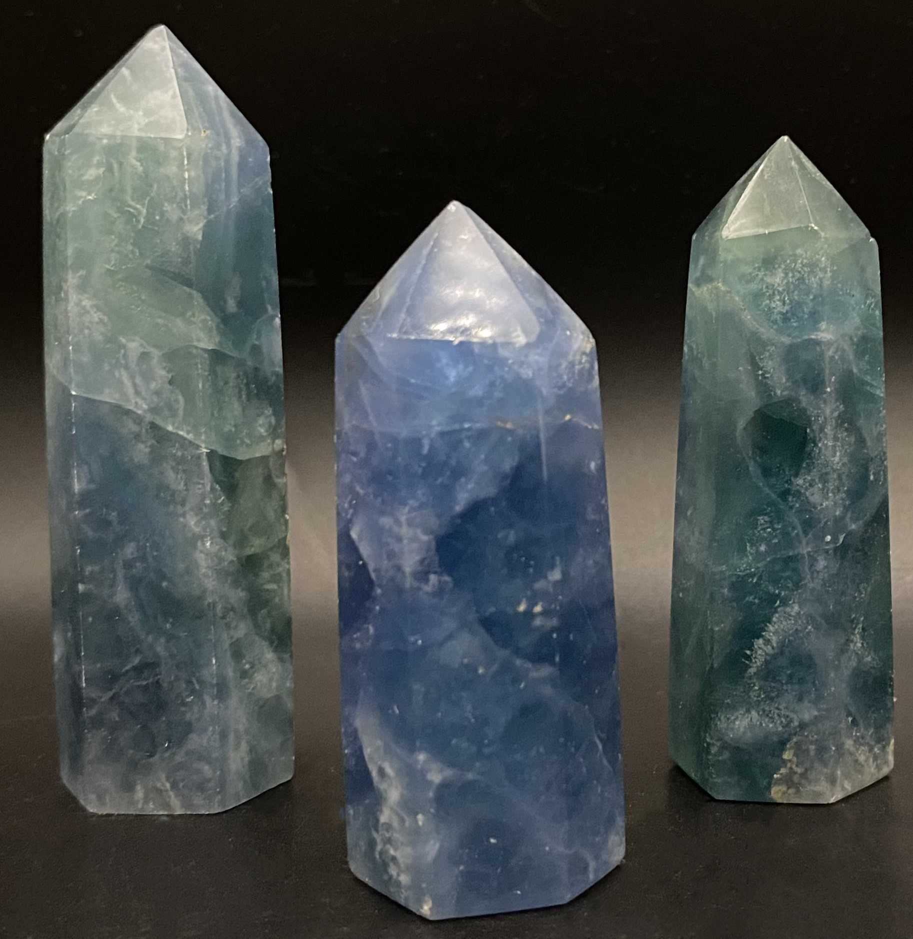 Cristale/Minerale-Fluorit Albastru-set obeliscuri piatra semipretioasa