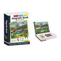 Carte magnetica, puzzle cu Dinozauri, joc educativ, 57 accesorii