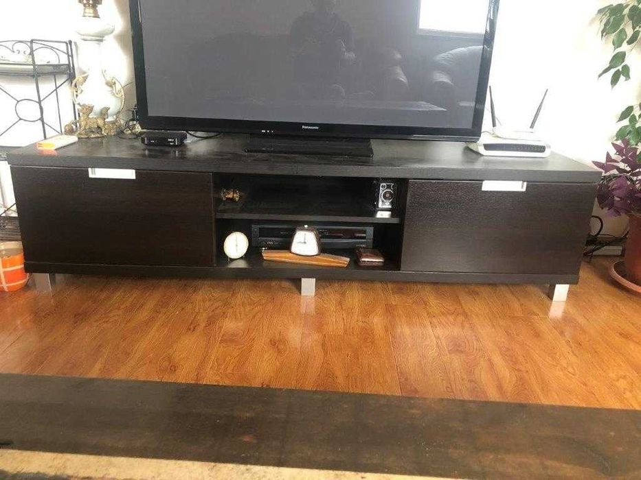 Comoda TV living, wenge, 2 usi, 180 cm, blat MDF de 34 mm sus si jos