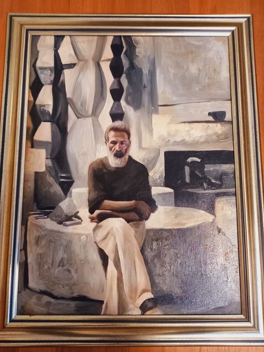 Vand tablou Brancusi si Coloana Infinitului/ Nou/ cu rama