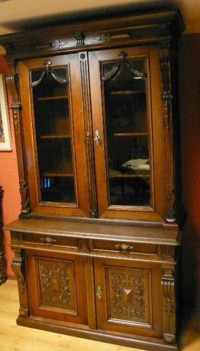 УНИКАЛНА супер рядка голям салонен, кабинетен шкаф-витрина,