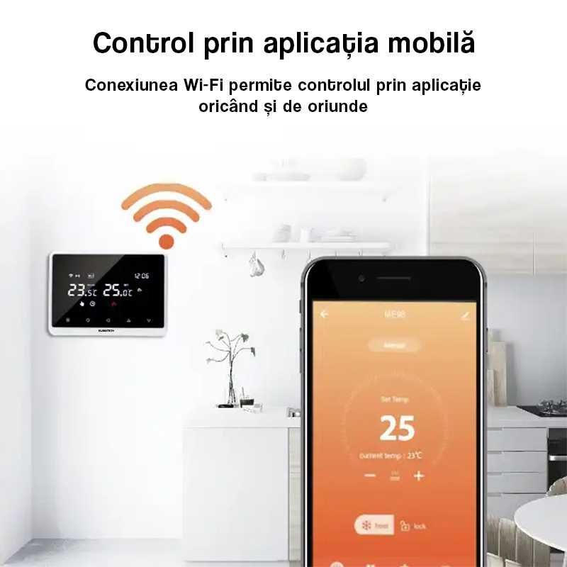 Termostat inteligent de ambient Wireless, Control prin aplicatie