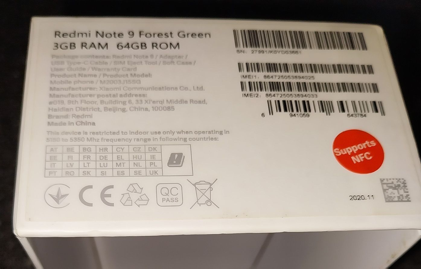 Vând Redmi Note 9 fără garanție