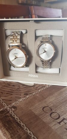 Fossil - Set de ceasuri For Her&Him - 2 piese, Argintiu/Auriu