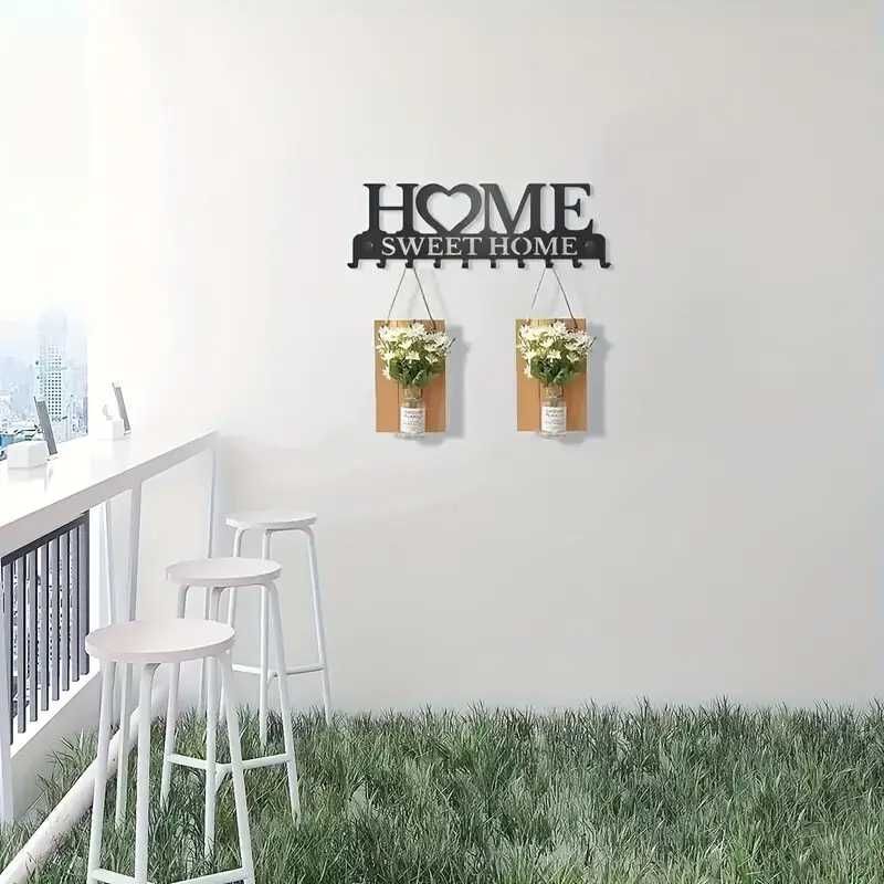 Suport chei Home Sweet Home, cuier 10 agatatoare