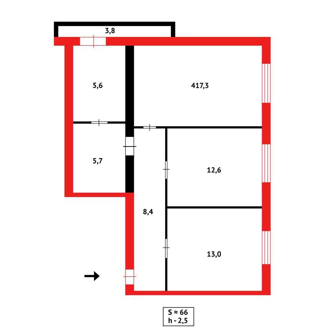 Продам 2-х квартира в Сортировке, рядом Фудмарт, кухня 13 кв/м
