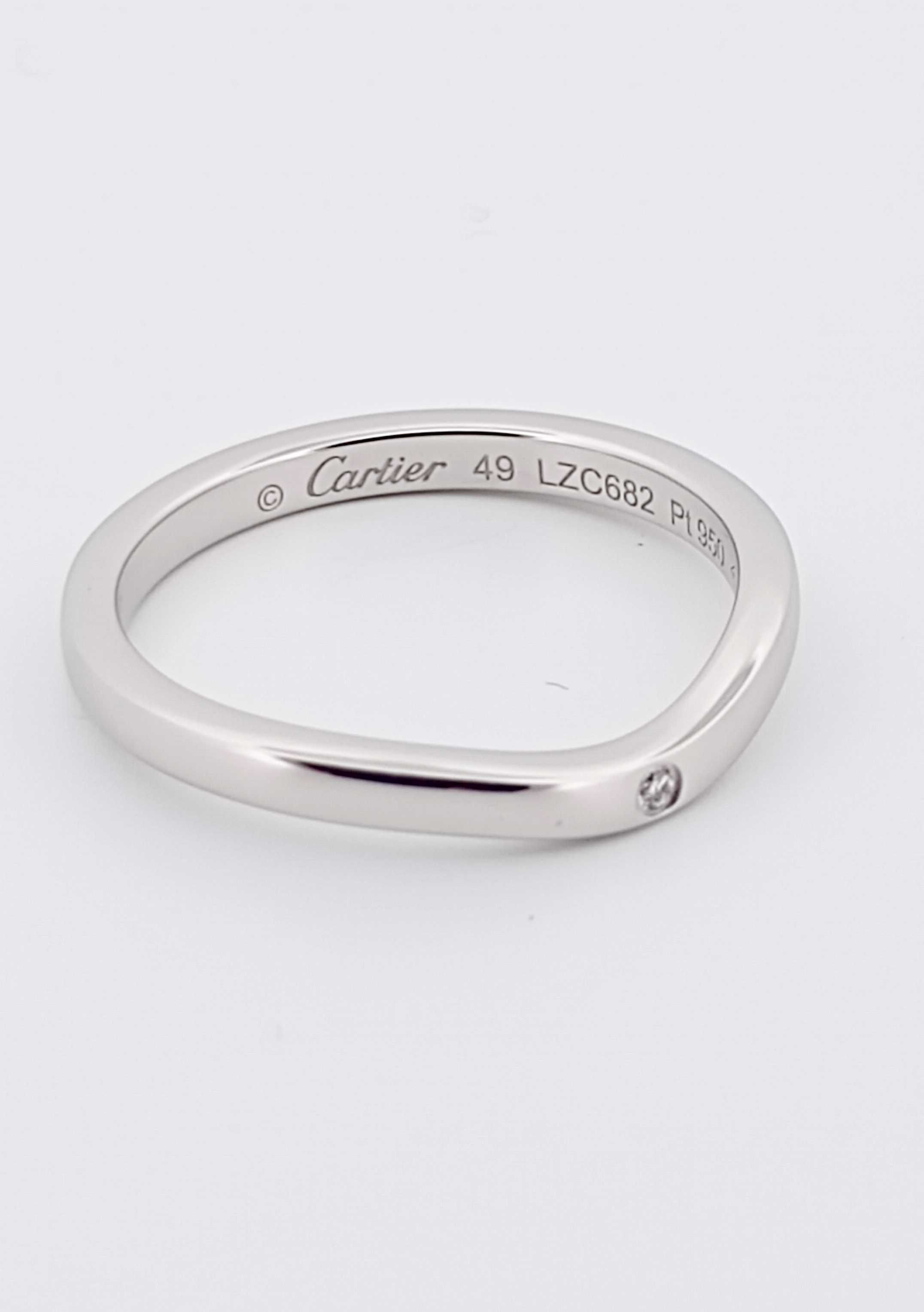 Inel Original Cartier  Ballerina 3P cu diamante , Pt 950 –Marimea 49