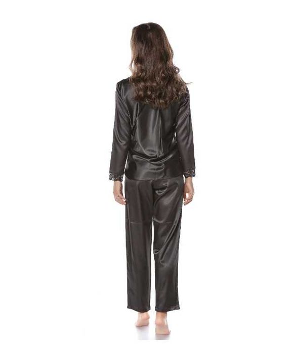 Pijama din satin set, Dama, cu maneca si pantalon lung