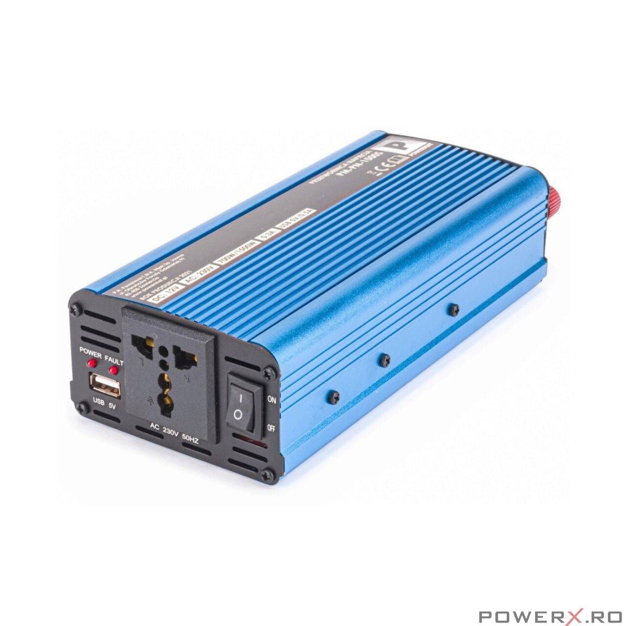 Convertor de tensiune auto, Invertor tensiune 12V 230V 1500W Powermat