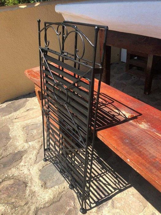Etajera pliabila interior / exterior neagra, metal, 39x29x78 cm, 3 etj