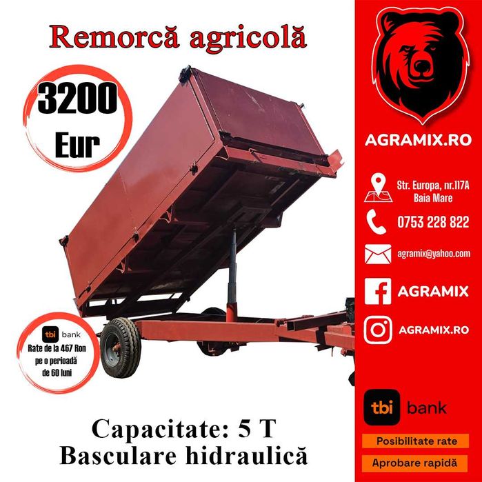 Remorca agricola cu basculare hidraulica SH Agramix