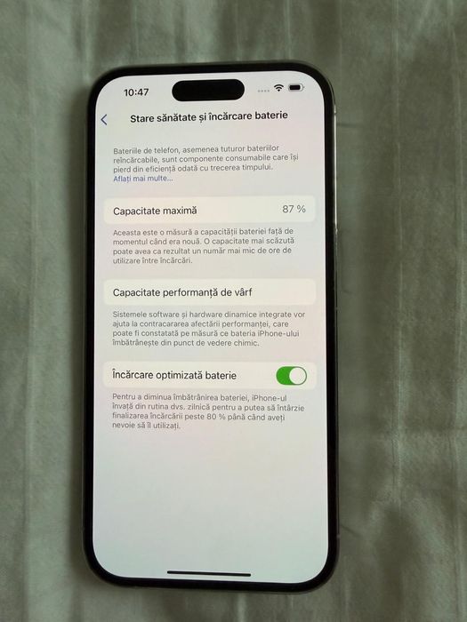 iPhone 14 Pro Silver 128 Gb - 87% baterie - liber de rețea