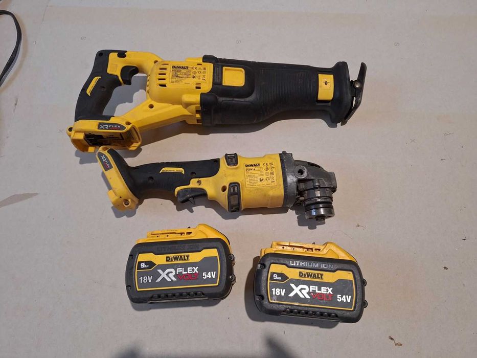 DEWALT 54/18V -  Ъглошлайф DCG 418 и Саблен трион DCS 389 + 9A батерии