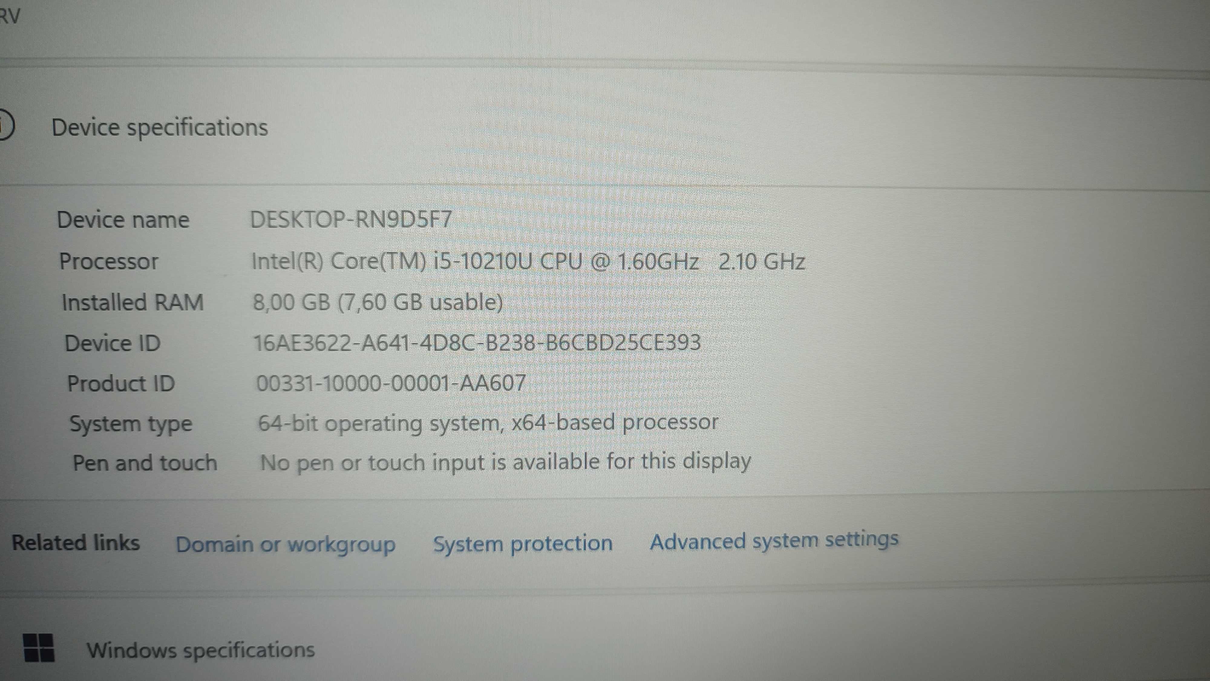 Lenovo Thinkbook 14-IML Intel i5 10Gen. 8GB RAM, 256 GB NVME SSD