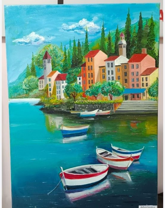 Картина "Отдых на Средиземном море" Италия. Холст. Масло. Доставка.