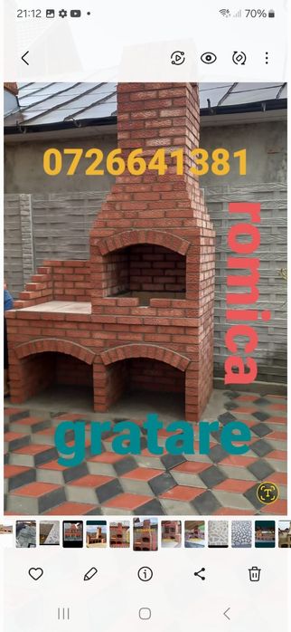 Gratar rustic de cărămidă plita țărănească cuptor de pâine afumături m