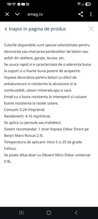 Vopsea oskar 2.5l direct pe beton