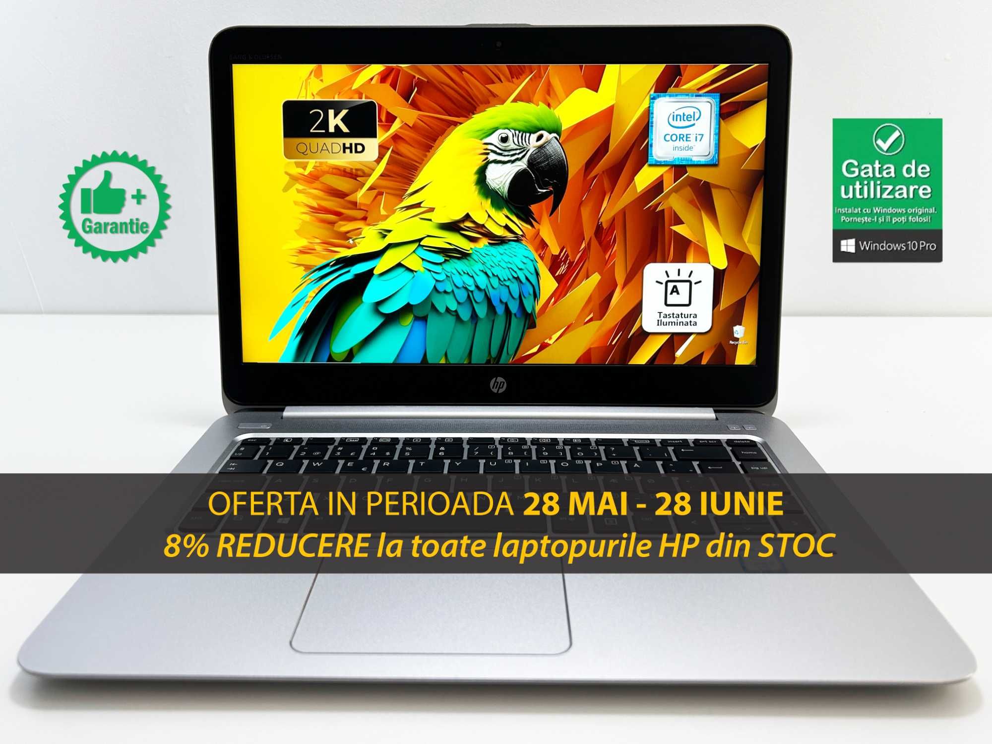 Laptop HP EliteBook i7 gen 7th Ecran 2K ultraportabil metalic CA NOU
