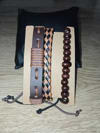 Наручные механические часы в наборе с 3-мя плетёным браслетами