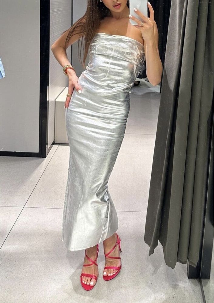 Zara рокля, сребърна