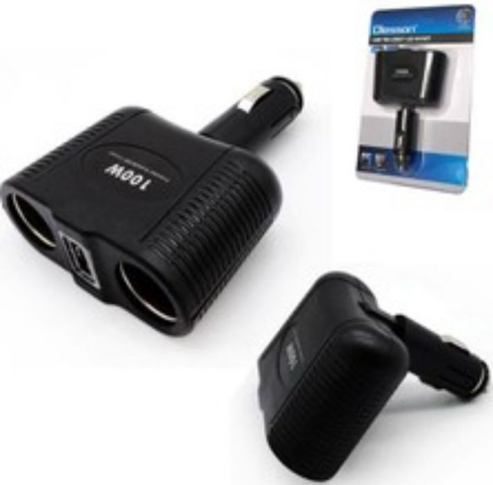 Priza / Incarcator Auto Rabatabil 2 Intrari Bricheta + 1 Intrare Usb