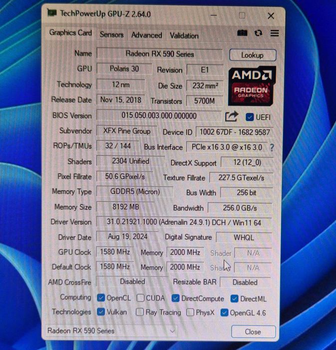 Placa video XFX AMD Radeon RX 590 FATBOY, 8GB GDDR5, 256-bit