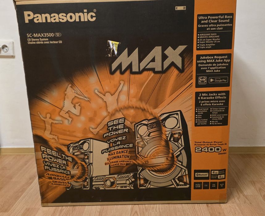 Sistem audio High Power PANASONIC SC-MAX3500EK, 2400W, Bluetooth nou