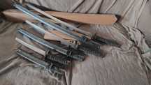 Set 3 bucati Katana Japoneza Sabie Ninja Samurai Sword Otel Carbon