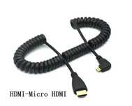 Спиральный пружинный кабель micro HDMI на HDMI