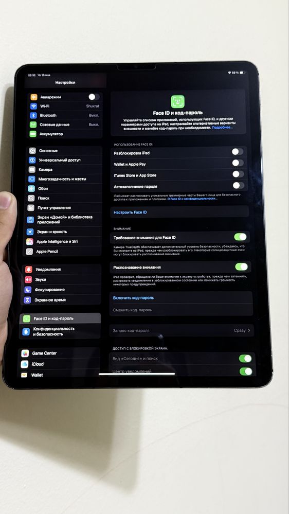 Ipad pro 12.9 sim kartaligi 5g 256gb Face id true tone hammasi ishlidi