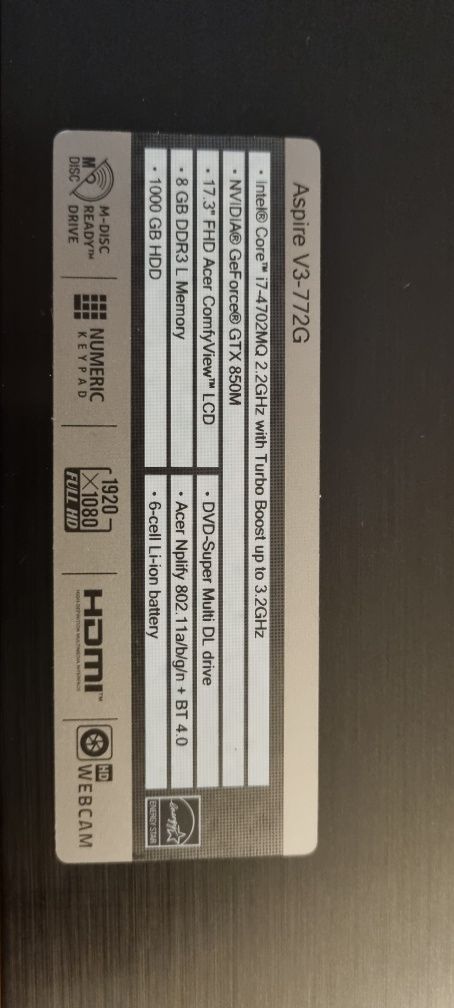 Acer Aspire V3 - 772 G 17.3 FHD