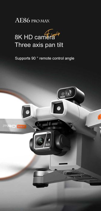Drona ae86 pro max rc drona whit 3 axis anti shake gimbal 8k hd dual