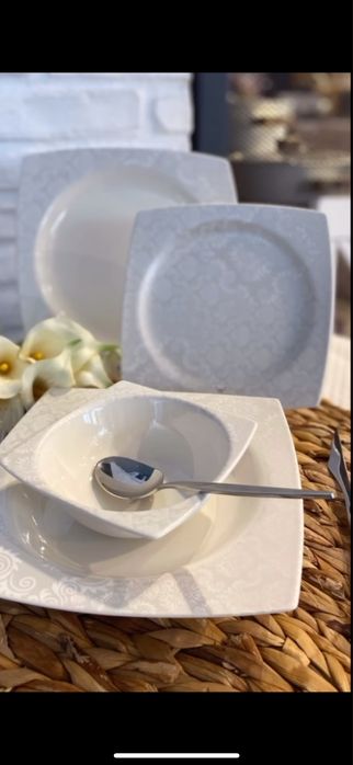 Karaca Square Bone Bridal – Set complet de 59 piese pentru 12 persoane
