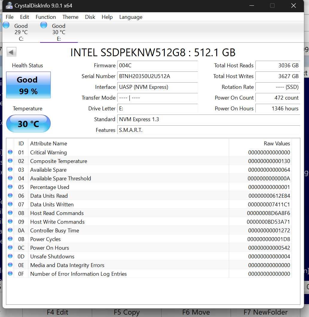 SSD Intel Nvme M2 660p 512 GB