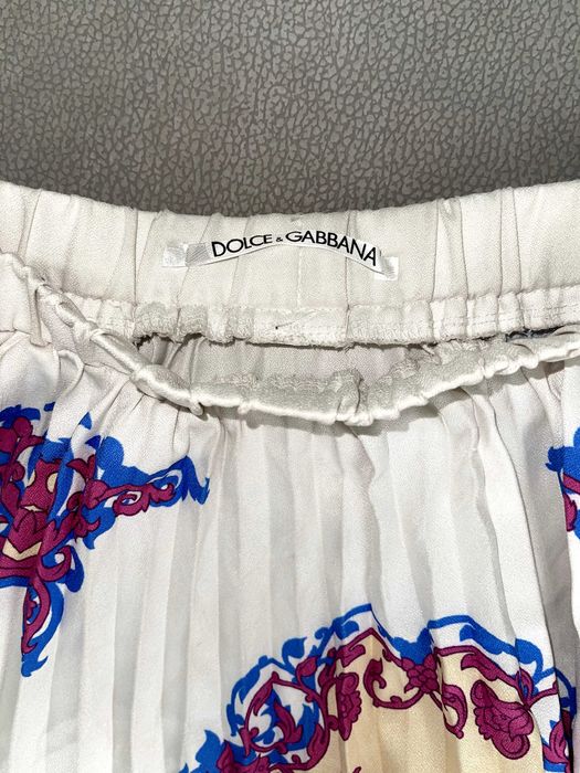 dolce gabanna пола d&g бяла дълга лилава цикламена плисе набрана шарен