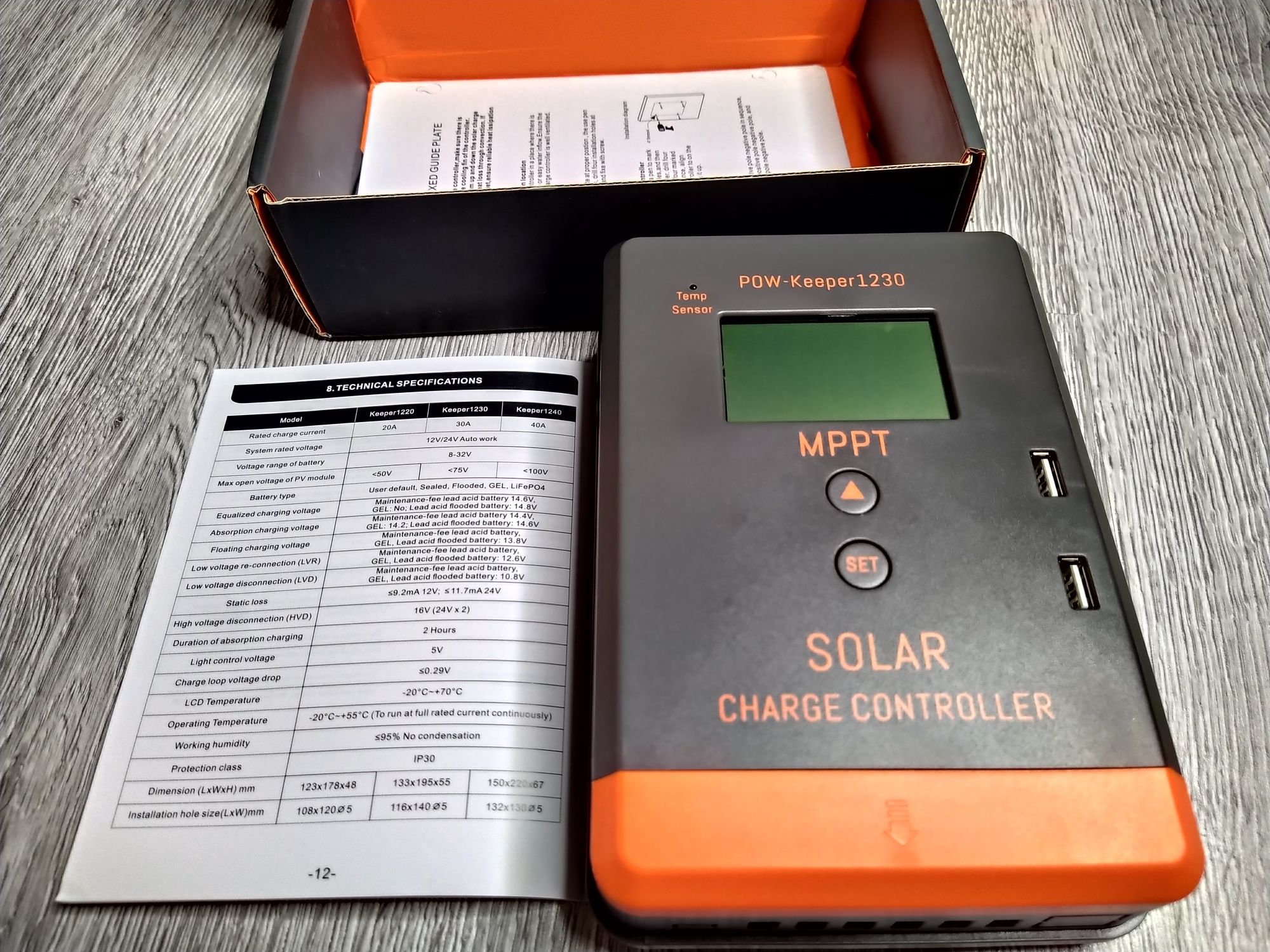 Controler Incărcător Solar PowMr MPPT 30A / 12V 24V, CAMPING, ETC.