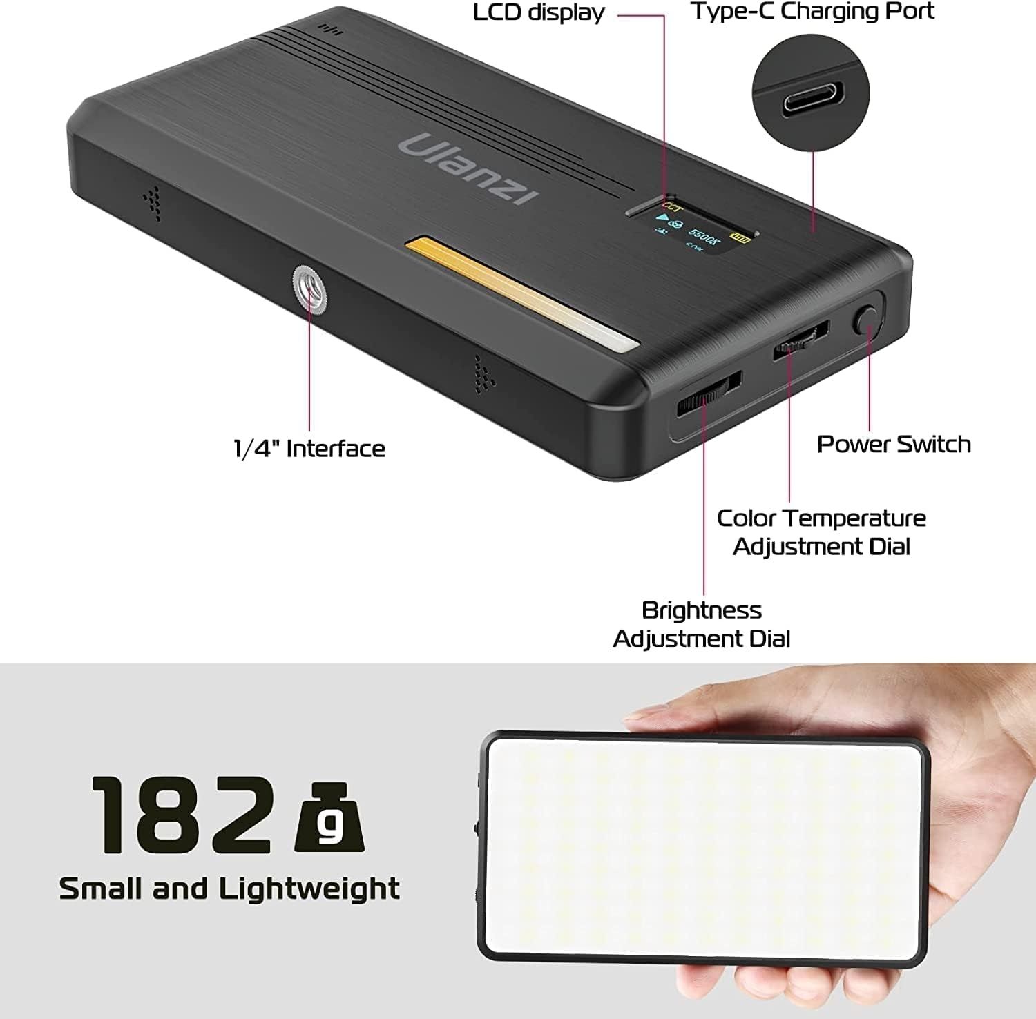 ULANZI VL200 bi color LED видео фото светлина, 5000mAh, LCD дисплей