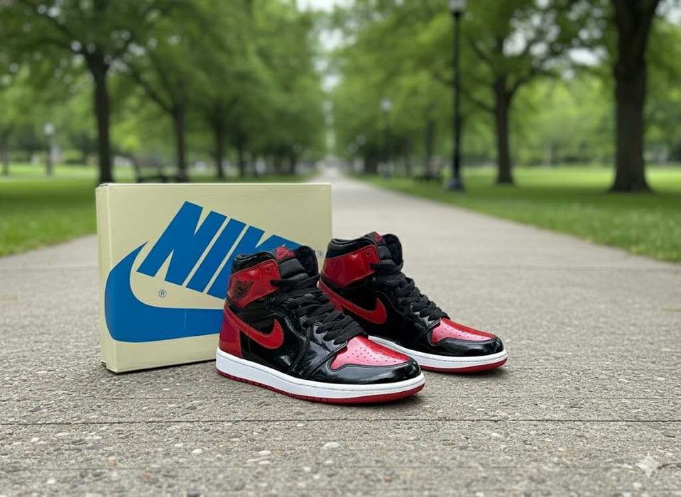 Adidasi Jordan 1 High Patent Bred