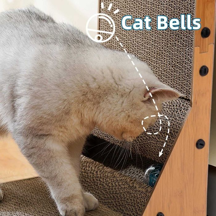 Ansamblu joaca pisici in forma de L cu bila si suprafata dubla zgariat