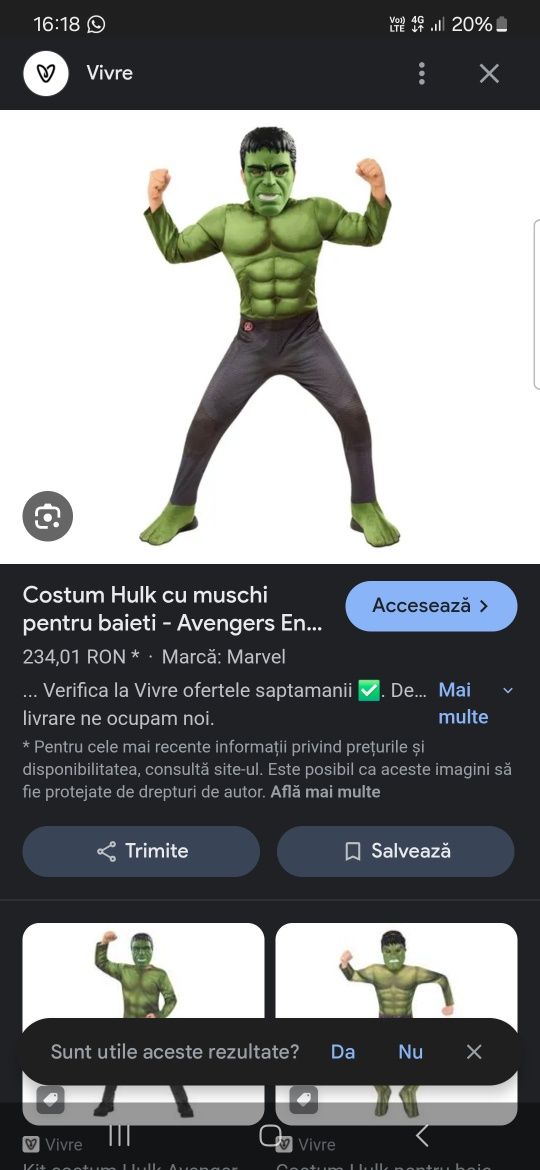 Costum hulk supererou 3 4 ani