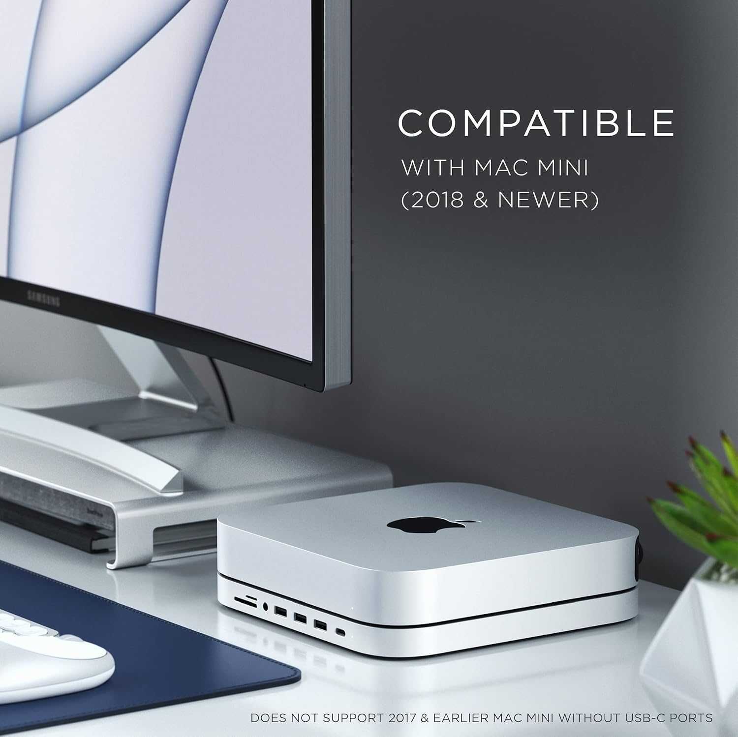 SATECHI Mac Mini Хъб и стойка Type-C с корпус за SSD