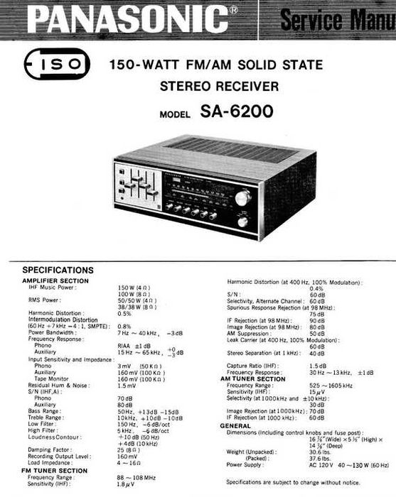 Hi-Fi vintage stereo receiver National Panasonic (TECHNICS) SA-6200