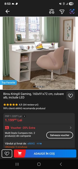 Birou KringX Gaming cu RGB